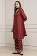 Purple Viscose Dupion Printed Straight Suit Set image number 3