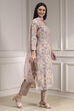 Purple Cotton Printed Embroidered Unstitched Suit Set image number 7