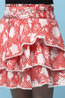 Red Printed Cambric Layered Skirt With Embroidered Waist image number 1