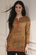 Mustard Red Polyester Straight Printed Short Kurta image number 0