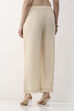 Beige Cotton Lace Trim Straight Palazzos image number 3