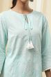Aqua Cotton Printed Straight Suit Set image number 1