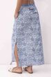 Blue Cotton Floral Side Slit Maxi Skirt image number 5