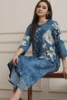 Blue Cotton Floral Printed Straight Kurta Set image number 0