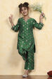 Green Art Silk Fitted Straight Co-ord Set