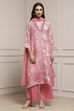 Blue Floral Printed Asymmetric Suit Set image number 6