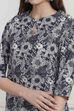 Blue Cotton Floral Printed Straight Kurta image number 1
