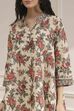 Off-White and Red Cotton A-Line Shirt image number 1