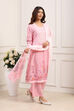 Powder Blue Cotton Straight Kurta Palazzo Suit Set image number 5
