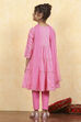 Blue Cotton Tiered Printed Kurta Churidar Set image number 4