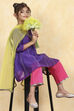 Purple Polyester Solid Kalidar Suit Set
