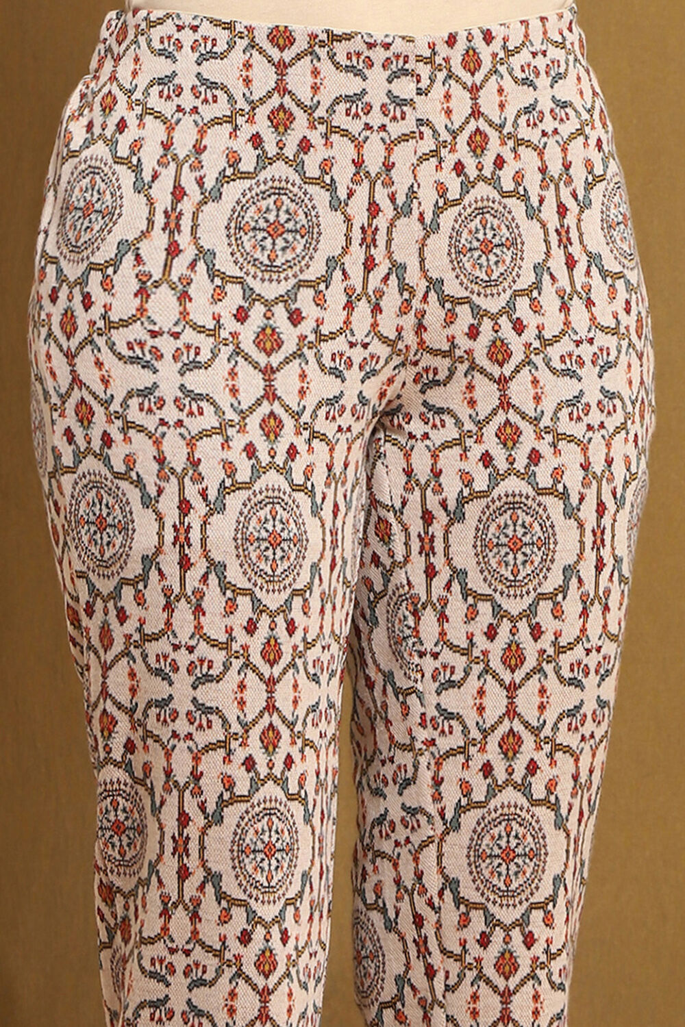 Ivory Jacquard Printed Straight Winter wear Kurta Set image number 2