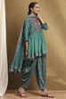 Fuchsia Viscose Floral Printed Peplum Suit Set image number 5