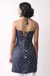 Indigo Cotton Floral Halter Tie-Up Kurti image number 3