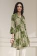 Olive Green Pleated Straight Short Kurta image number 4