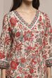 Off White Cotton Straight Printed Kurta image number 1