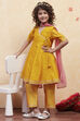Yellow Yarn Dyed Angrakha Anarkali Suit Set