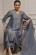 Grey Striped Straight Suit Set