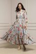 Light Blue Cotton Floral Tiered Dress