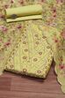 Teal Chanderi Unstitched Suit Set image number 0
