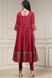Teal Cotton Printed Anarkali Suit Set image number 4