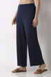 Black Viscose Lycra Relaxed Palazzos image number 2
