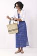 Royal Blue Cotton Abstrast Printed Maxi Skirt