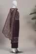 Grey Chanderi Rajasthani Print Unstitched Suit Set image number 4