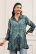 Teal LIVA Straight Printed Shirt image number 5
