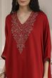 Purple Satin Solid Kaftan-Style Kurta Set image number 1