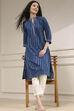 Blue Cotton Ikat Straight Kurta