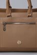 Brown PU Solid Structured Handheld Bag image number 6