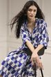 Indigo Cotton Flared Yarndyed Dress