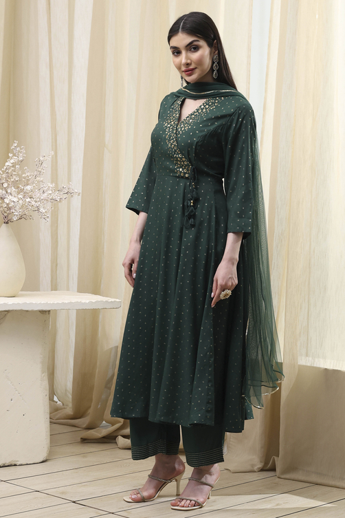 Printed Anarkali Suit Set