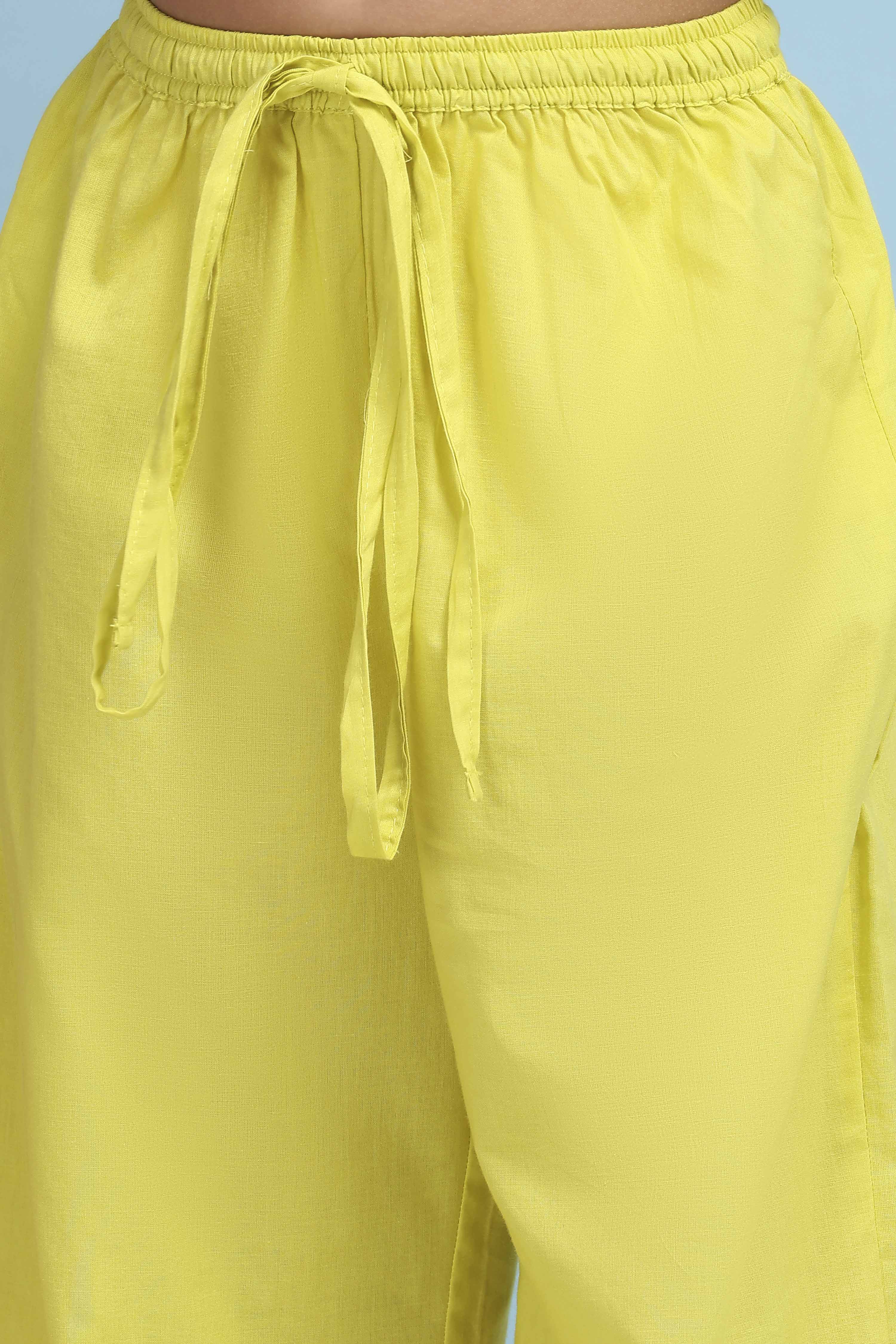 Lime Green Cotton Embroidered Anarkali Suit Set image number 2