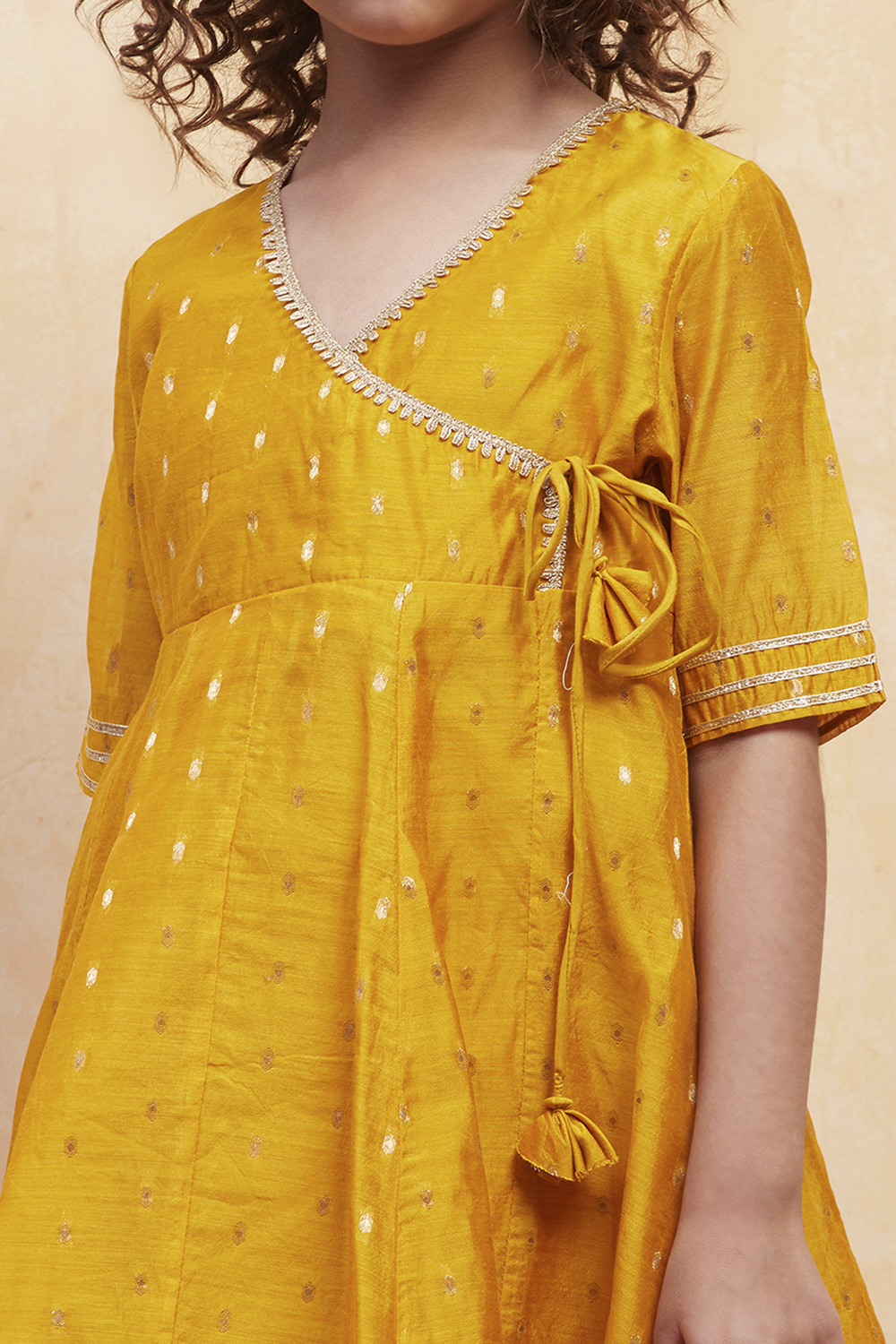 White Yarn Dyed Angrakha Anarkali Suit Set image number 1