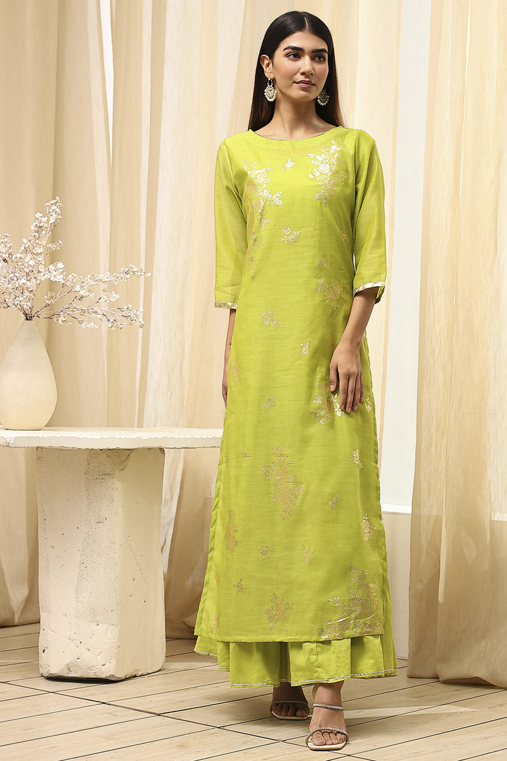 Black Poly Chanderi Layered Tiered Dress image number 6