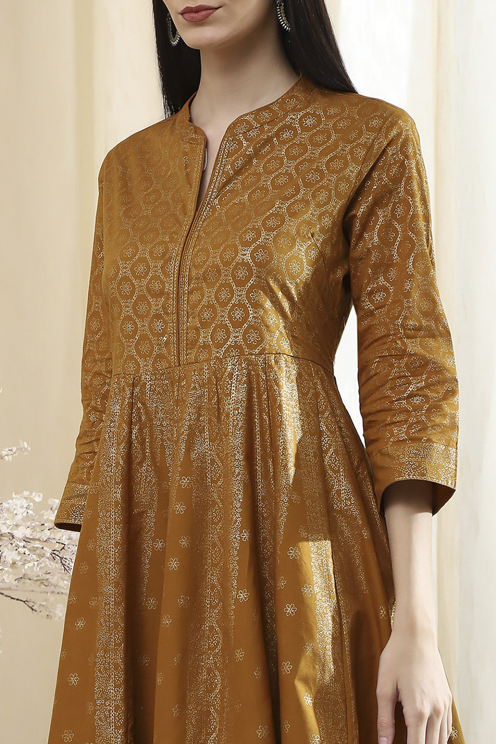 Lavender Cotton Layered Anarkali Dress image number 1