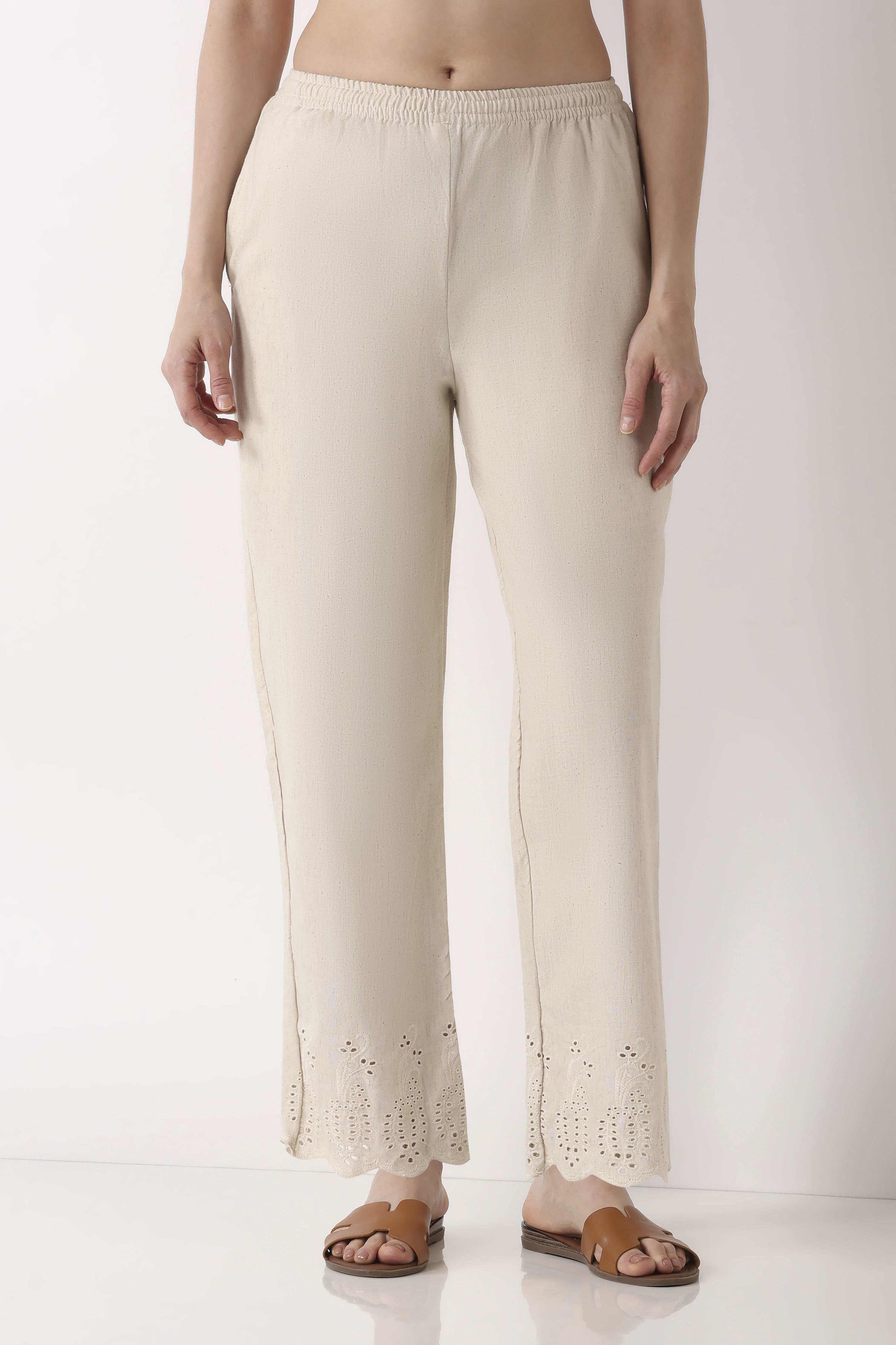 Black Cotton Blend Narrow Pant image number 4