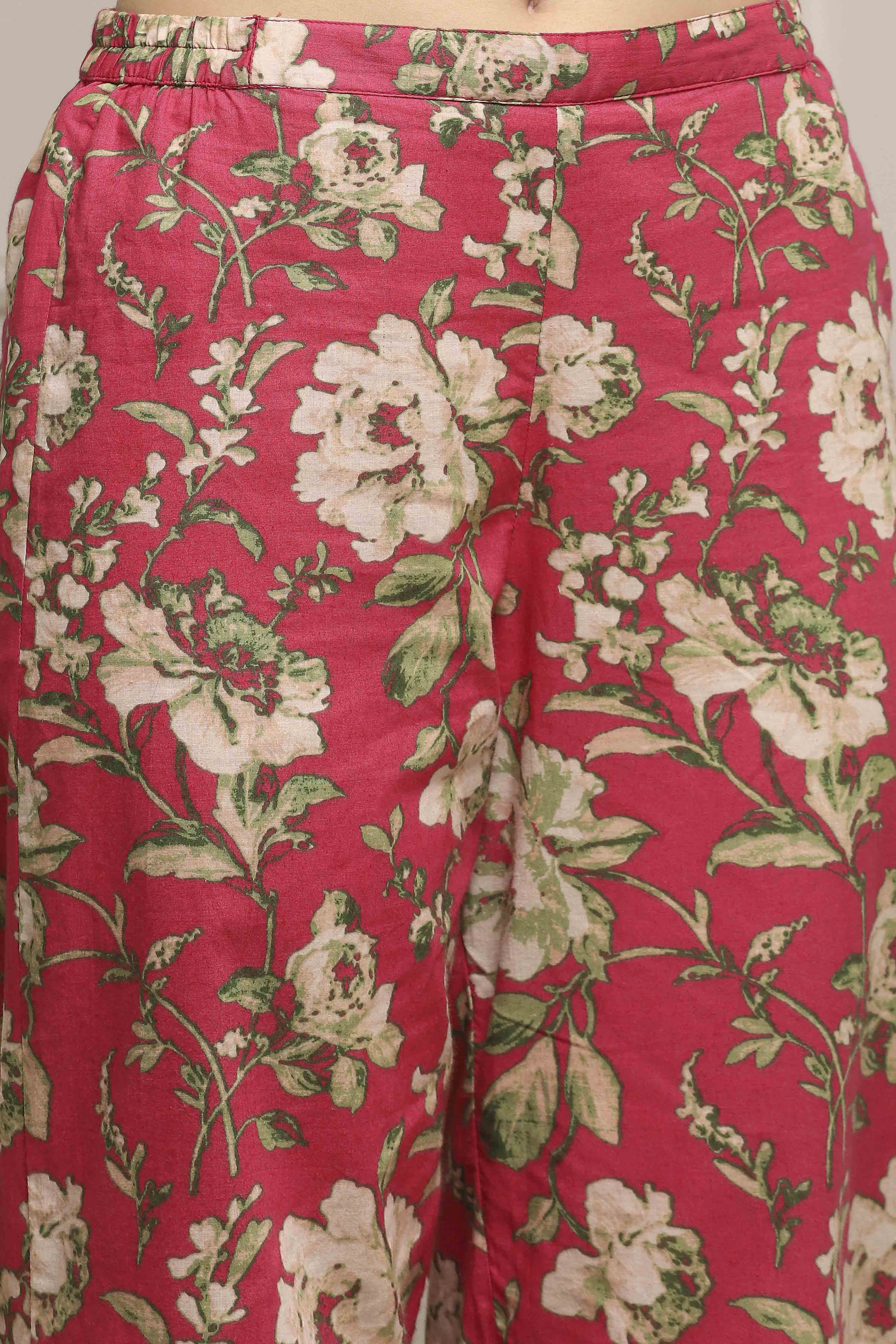 Pink Cotton Floral Straight Co-ord Set image number 6