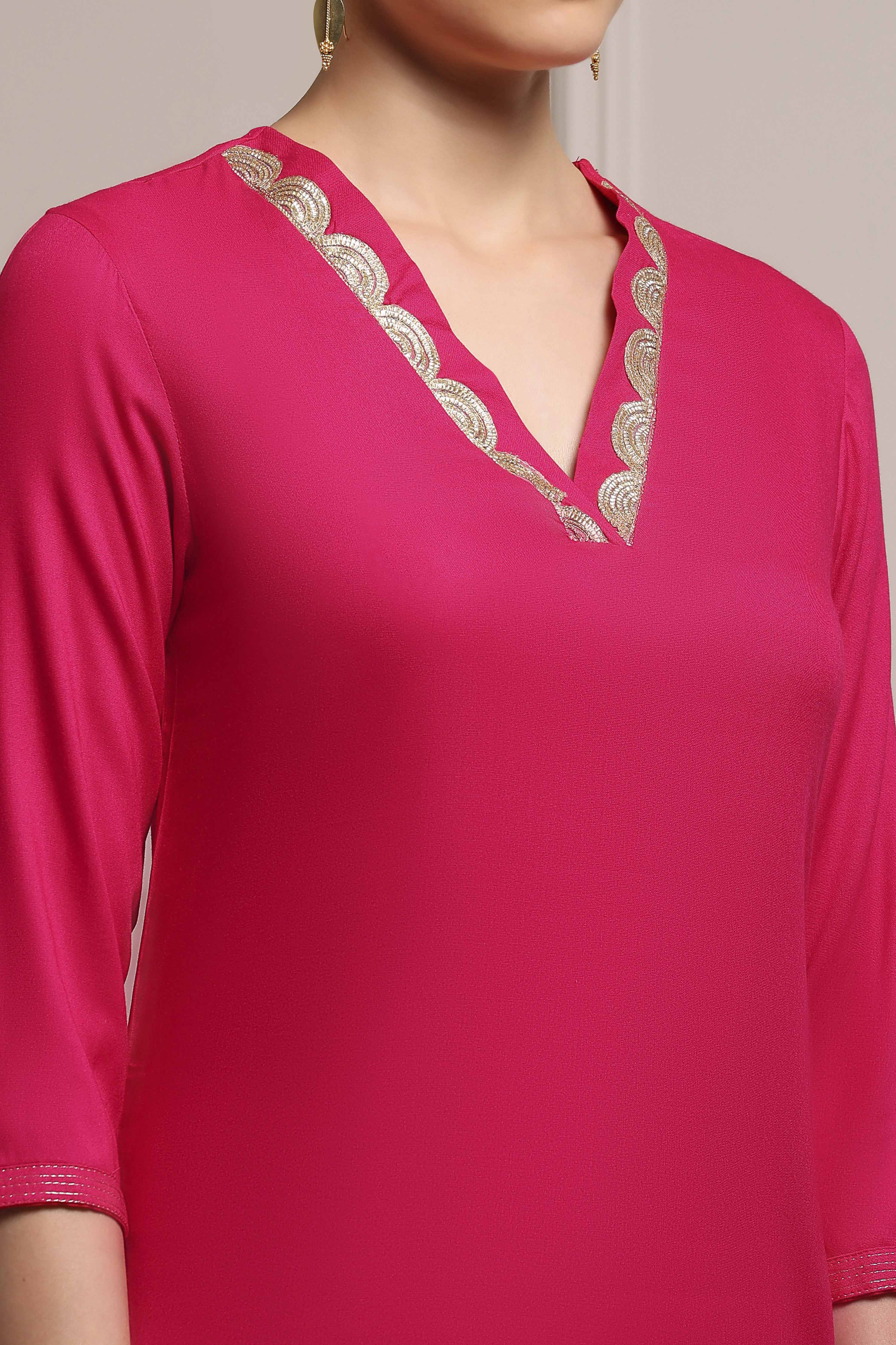 Electric Blue Solid Straight Kurta image number 1