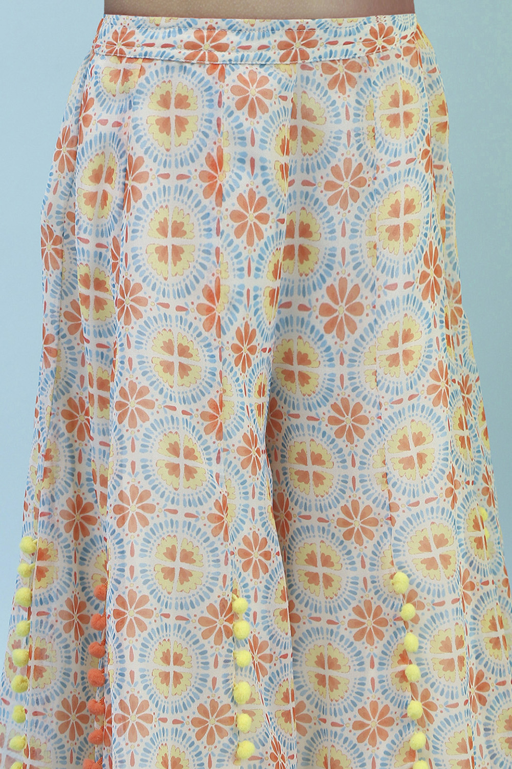 Multi-Colored Printed Blouse & Palazzo Set image number 2