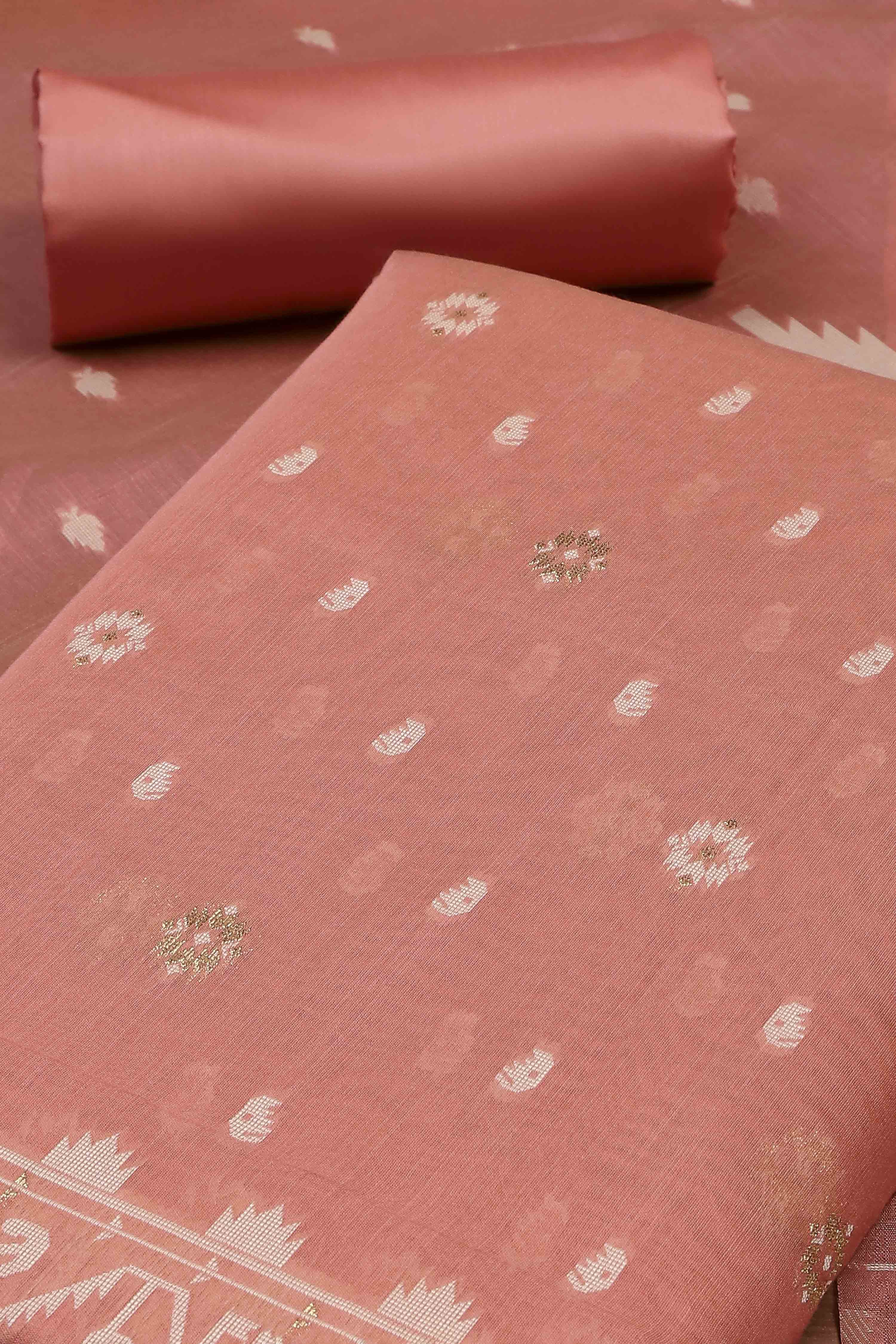 Light Blue Cotton Jamdani Unstitched Suit Set image number 1
