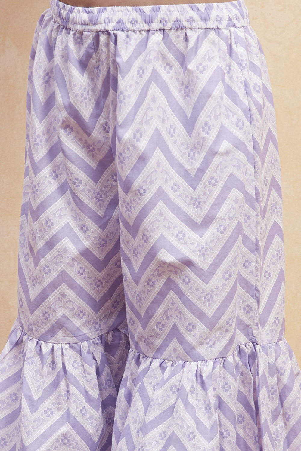 Pink Cotton Angrakha Tiered Kurta Set image number 2