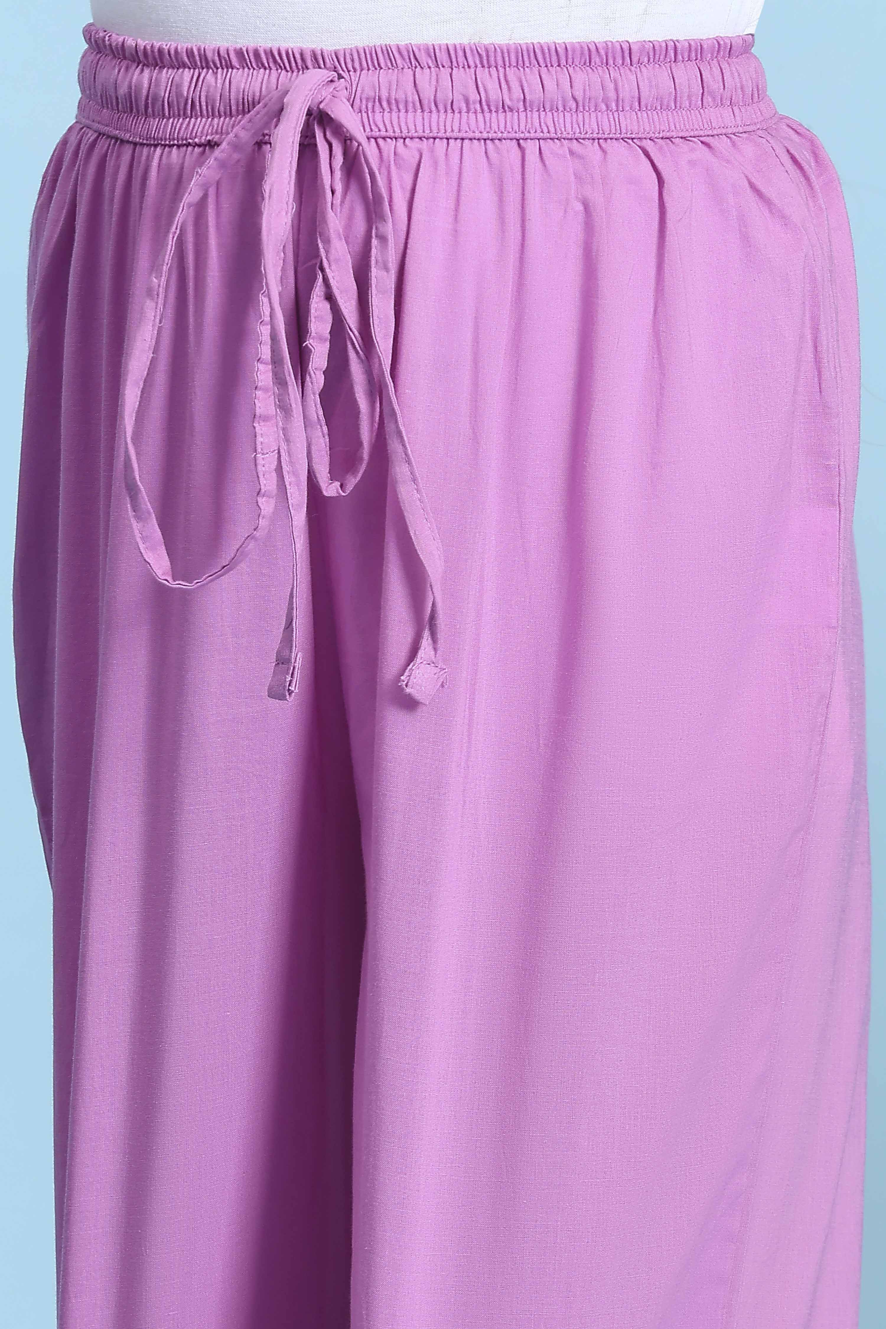 Purple Cotton Printed Kalidar Kurta Set image number 2