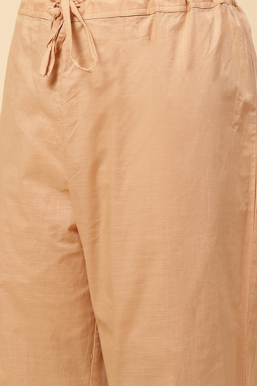 Khaki Cotton Straight Kurta Narrow Palazzo Suit Set image number 3