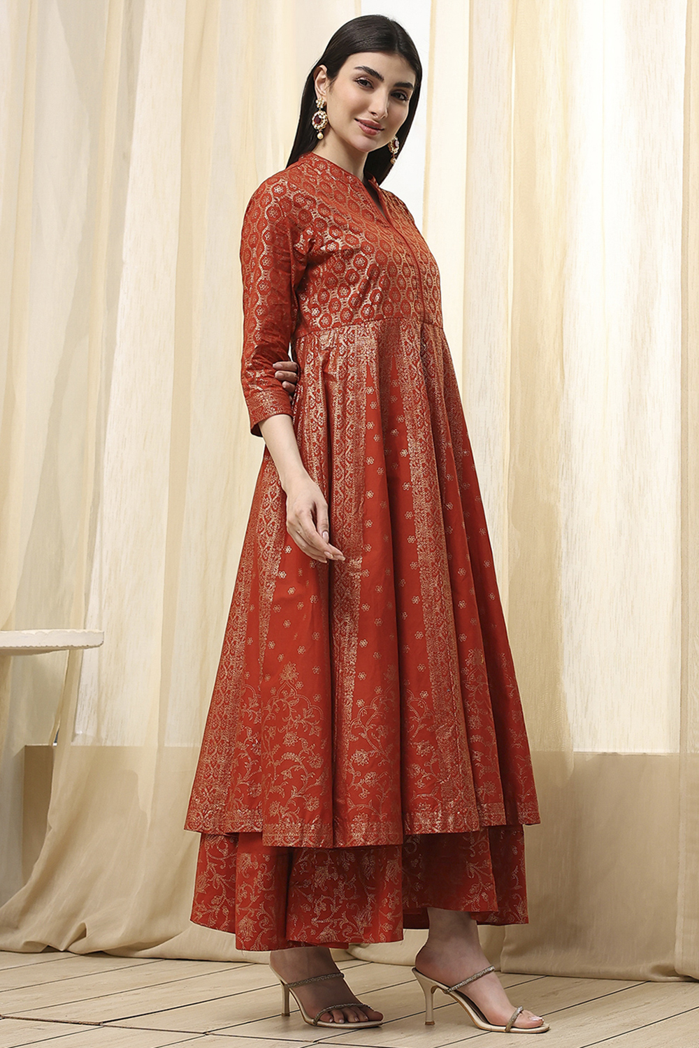 Lavender Cotton Layered Anarkali Dress image number 2