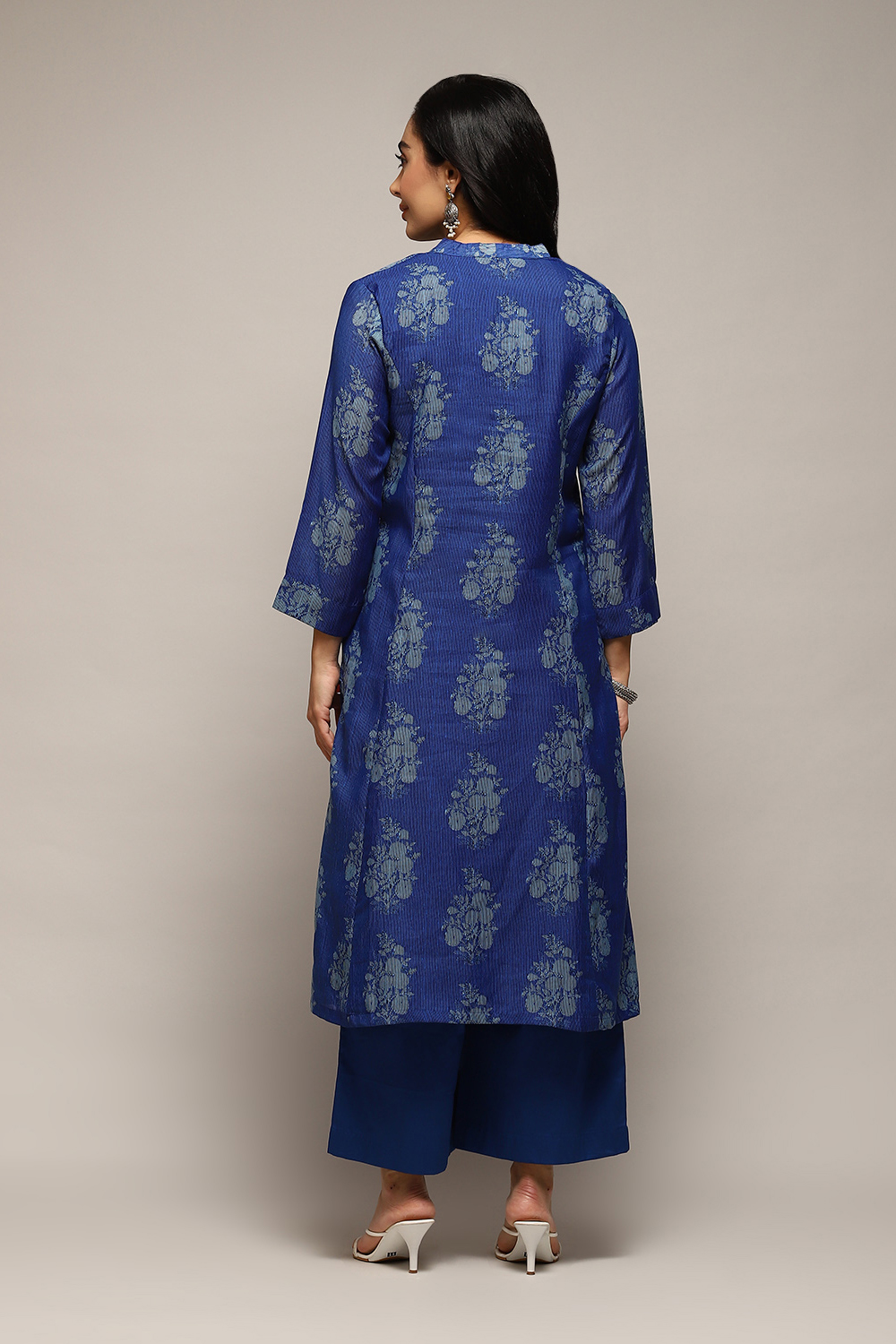Green Polyester A-Line Printed Kurta Palazzo Suit Set image number 4