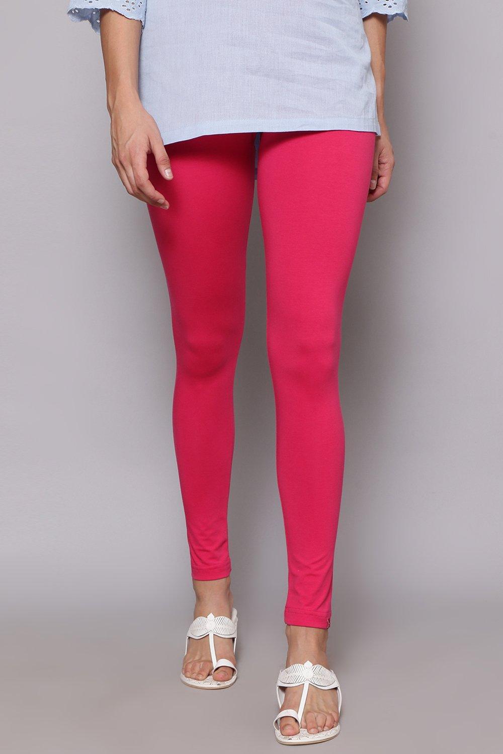 Black Cotton Blend Solid Leggings image number 0