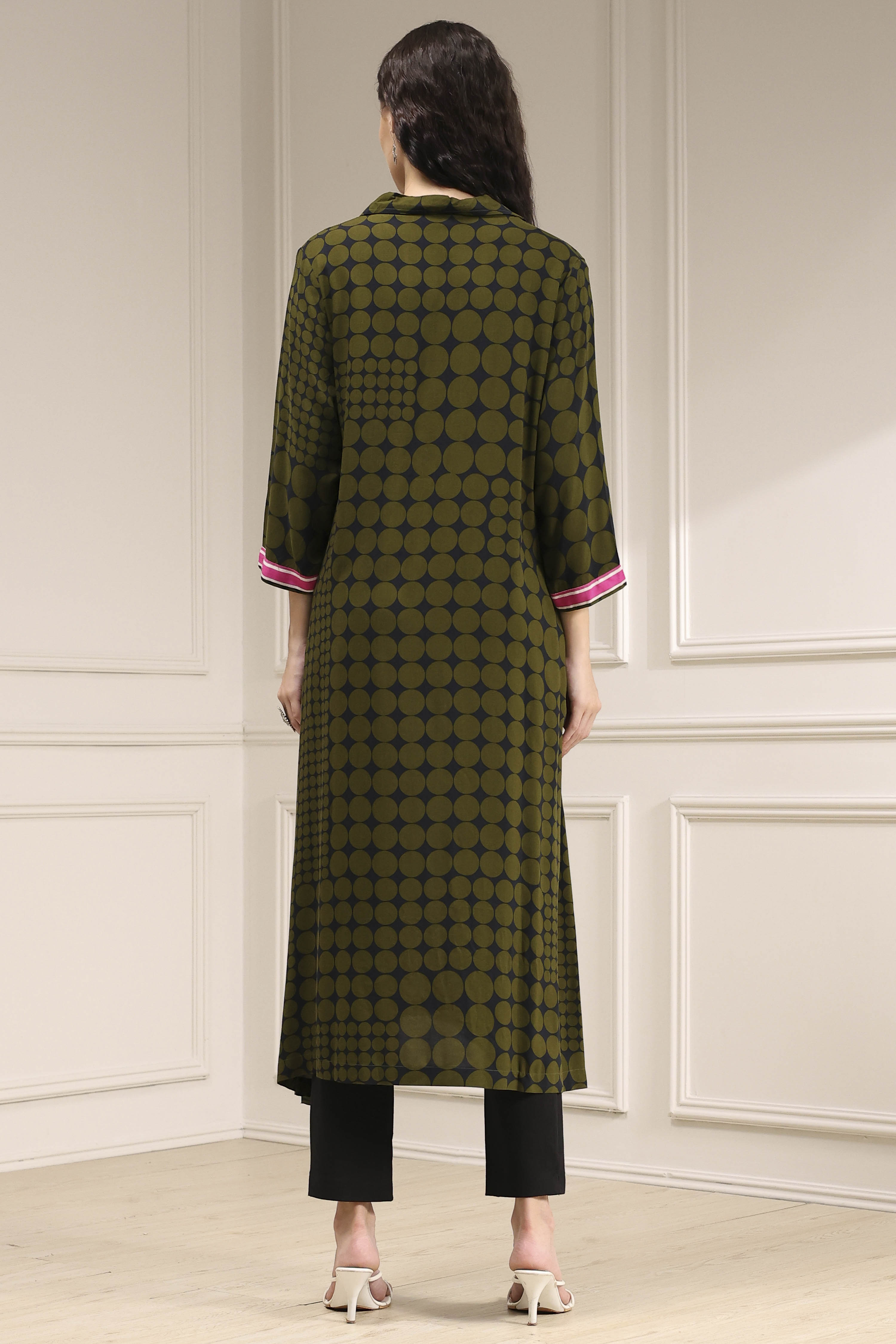Indigo Blue Printed Straight Kurta image number 3